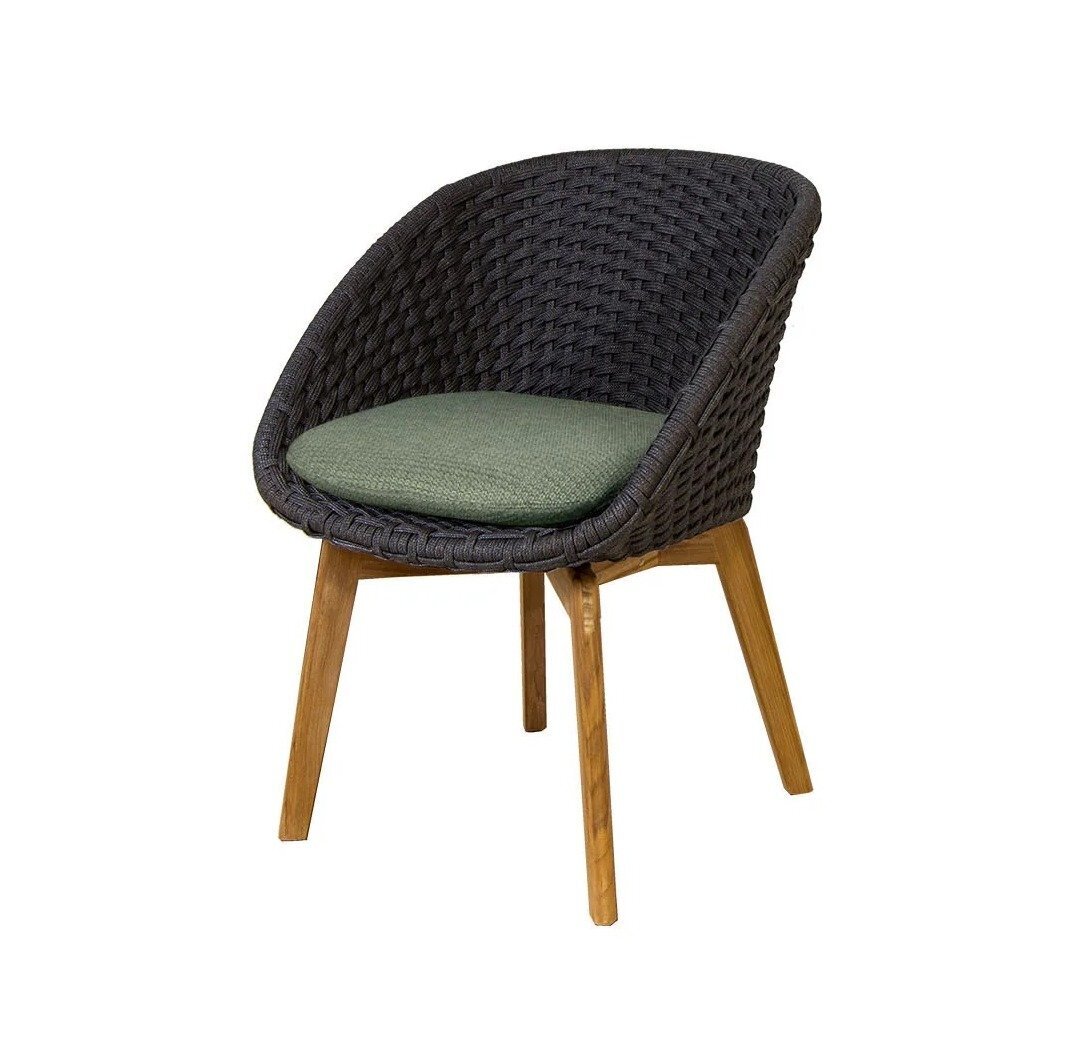 Cane-Line Soft Rope Peacock Stuhl (5454)-Cane-line Soft Rope, Dark grey, teak legs-Cane-line Link, Dark green