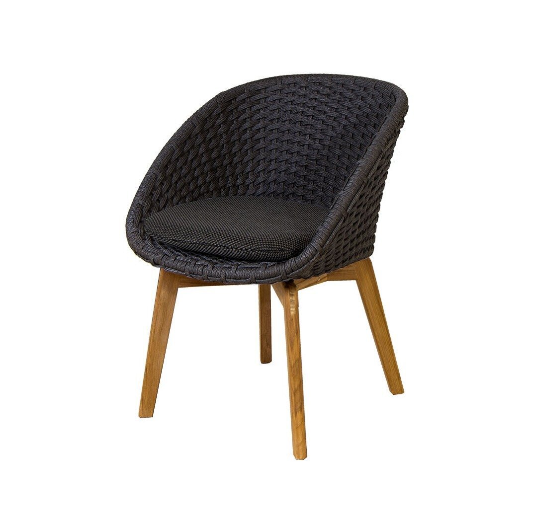 Cane-Line Soft Rope Peacock Stuhl (5454)-Cane-line Soft Rope, Dark grey, teak legs-Cane-line Focus, Dark grey