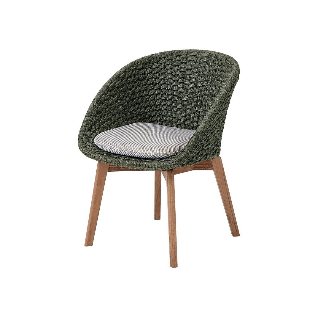 Cane-Line Soft Rope Peacock Stuhl (5454)-Cane-line Soft Rope, Dark green, teak legs-Cane-line Focus, Light grey