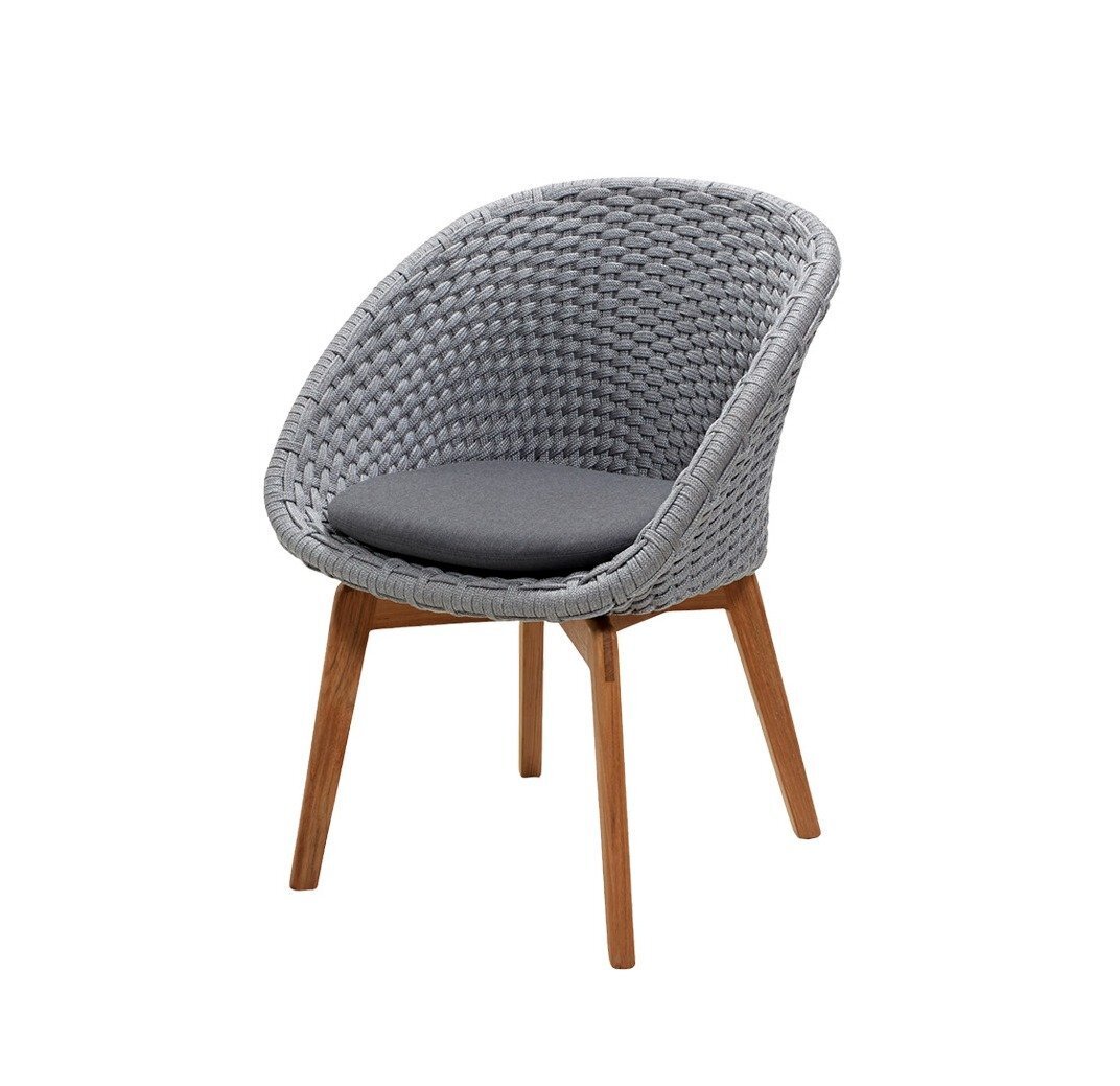 Cane-Line Soft Rope Peacock Stuhl (5454)-Cane-line Soft Rope, Light grey, teak legs-Cane-line Natté, Grey