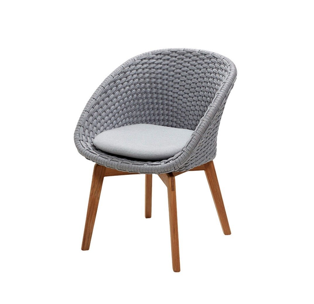 Cane-Line Soft Rope Peacock Stuhl (5454)-Cane-line Soft Rope, Light grey, teak legs-Cane-line Natté, Light grey