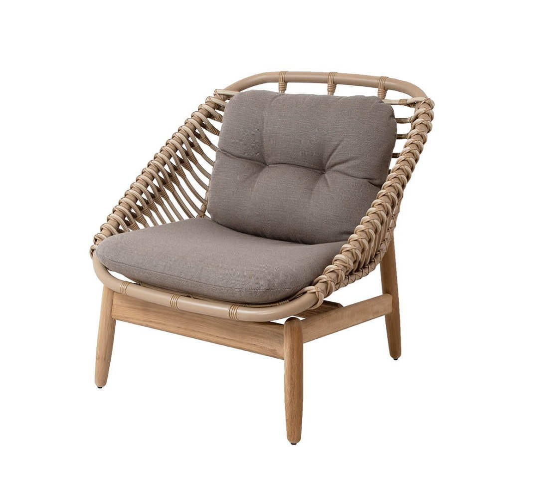 Cane-Line Strington Loungesessel-Cane-line Weave, Natural, incl. taupe Cane-line AirTouch cushion set