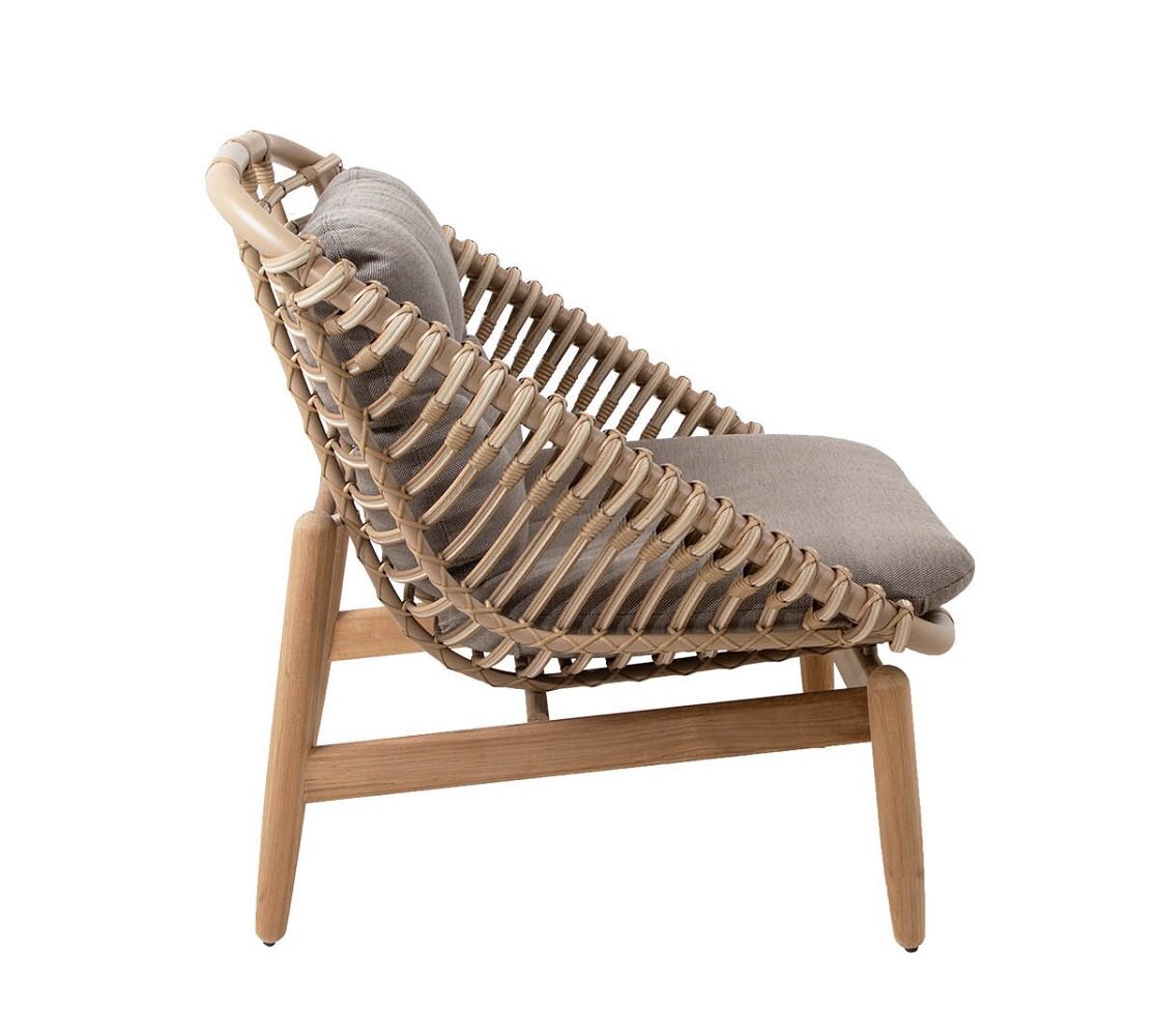 Cane-Line Strington Loungesessel-Cane-line Weave, Natural, incl. taupe Cane-line AirTouch cushion set