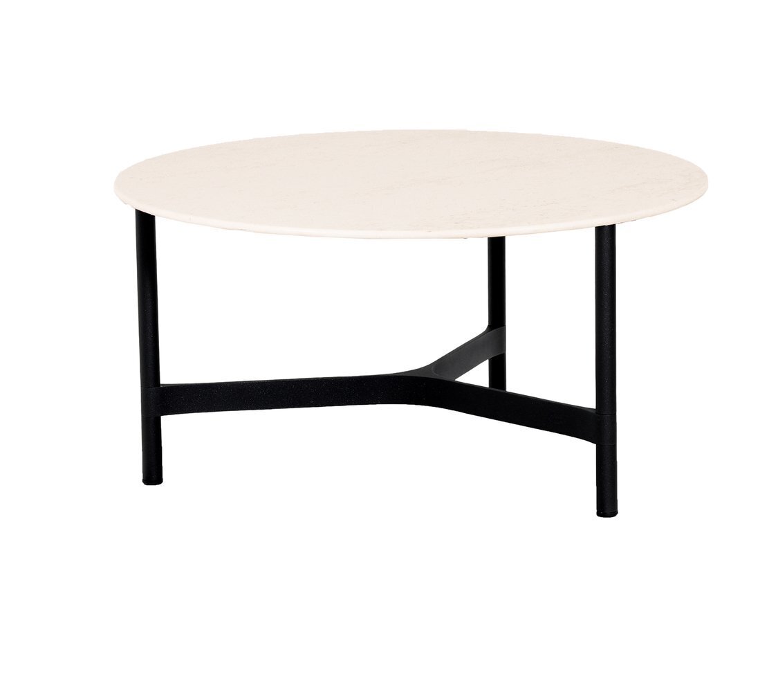 Cane-Line Twist Couchtisch, large (5012)-Lava grey, aluminium-Travertine look, ceramic