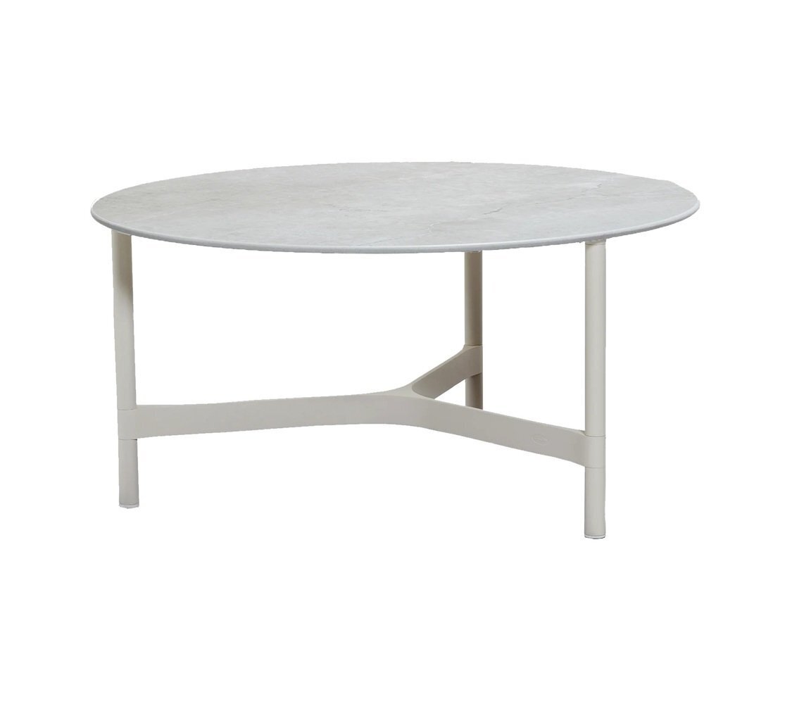 Cane-Line Twist Couchtisch, large (5012)-Sand, Aluminium-Fossil grey, ceramic