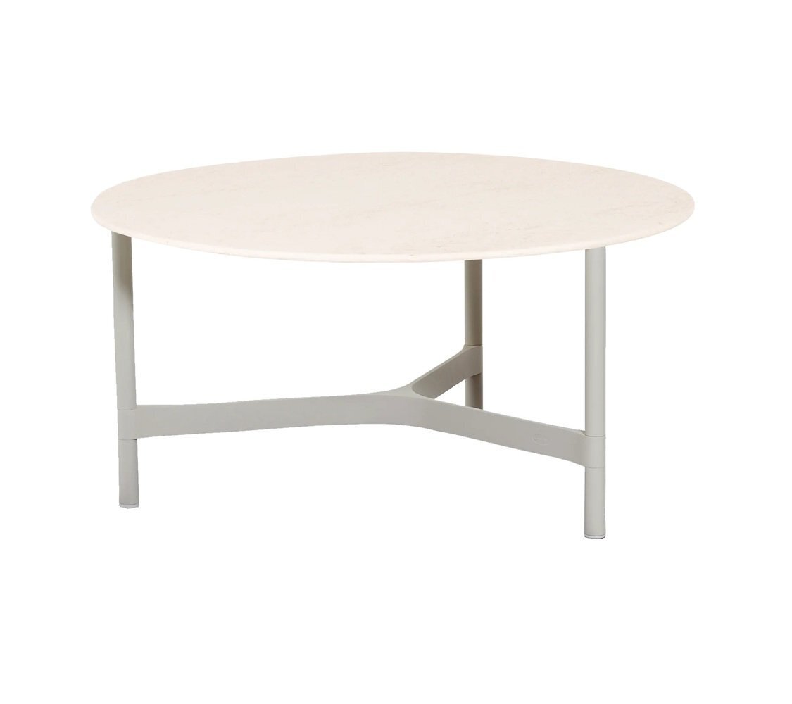 Cane-Line Twist Couchtisch, large (5012)-Sand, Aluminium-Travertine look, ceramic