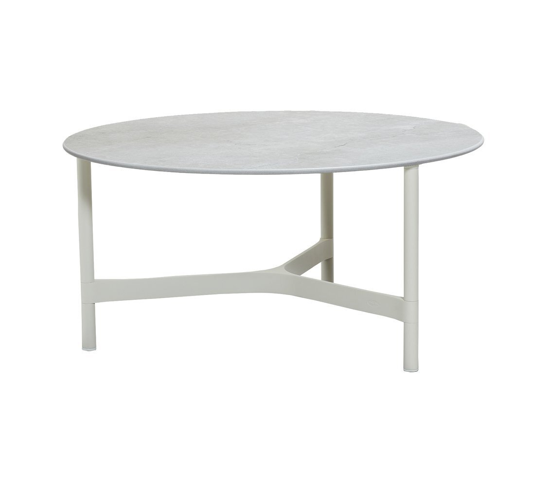 Cane-Line Twist Couchtisch, large (5012)-White, aluminium-Fossil grey, ceramic