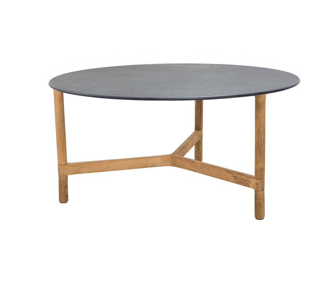 Cane-Line Twist Couchtisch, large (5012)-Teak-Fossil black, ceramic