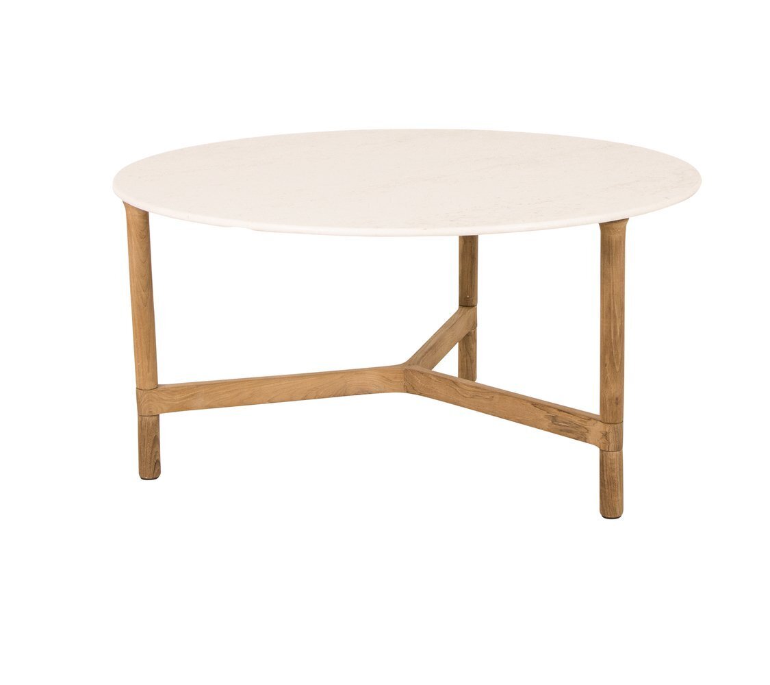 Cane-Line Twist Couchtisch, large (5012)-Teak-Travertine look, ceramic