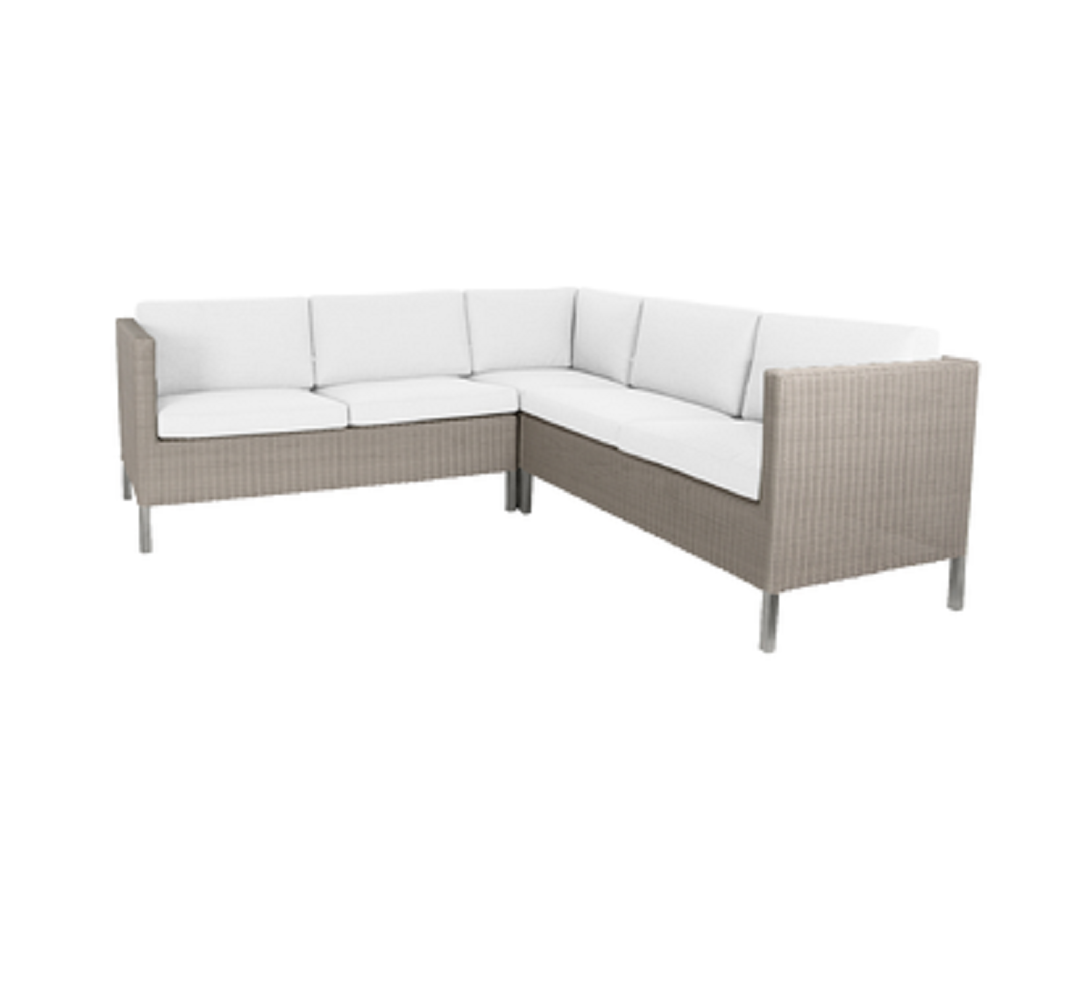 Cane-Line Connect dining lounge 20 - Lounge Ecksofa - Taupe, Cane-line Weave	- White