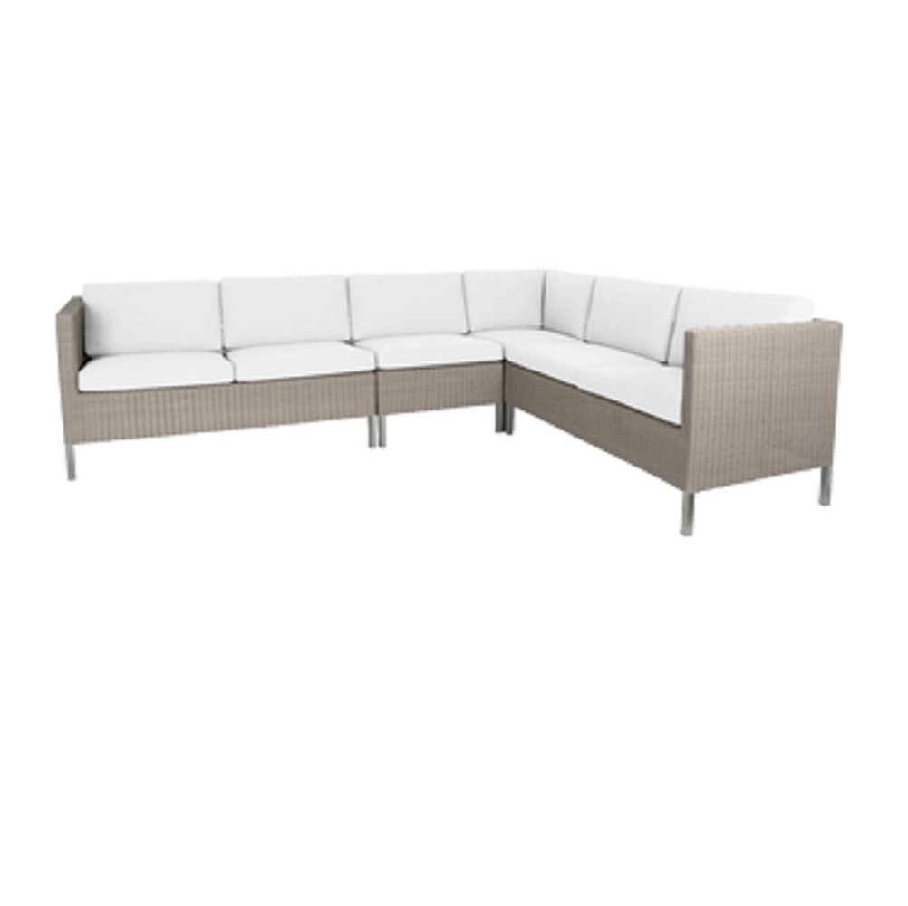 Cane-Line Connect dining lounge 10 - Lounge Ecksofa - Taupe, Cane-line Weave - White
