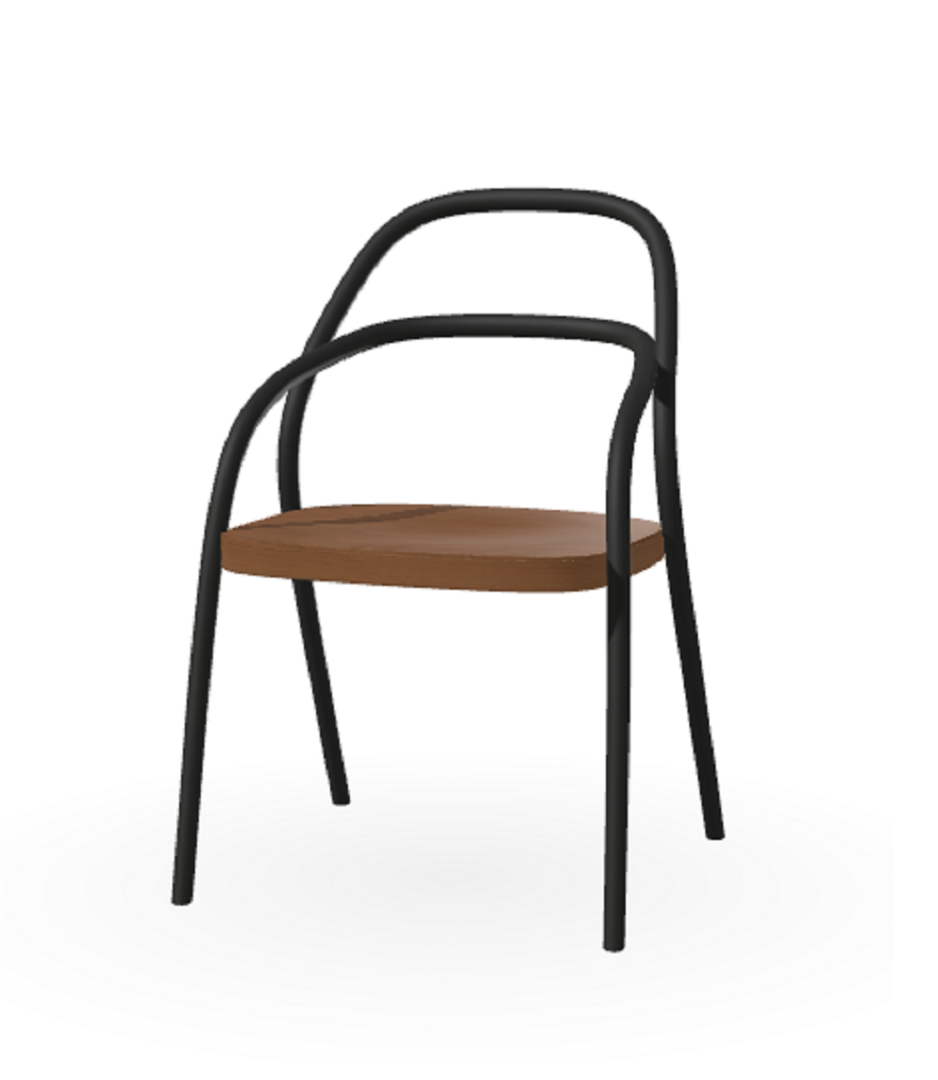 Ton Stuhl 002-Black Grain (B123)-Nougat (B114)