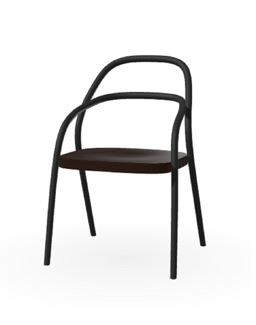Ton Stuhl 002-B123 black grain-B4 Coffee