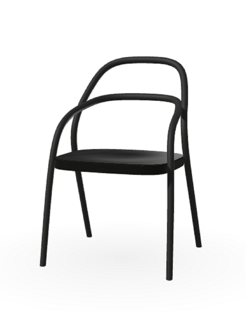 Ton Stuhl 002-B123 black grain-B105 Dark Wenge