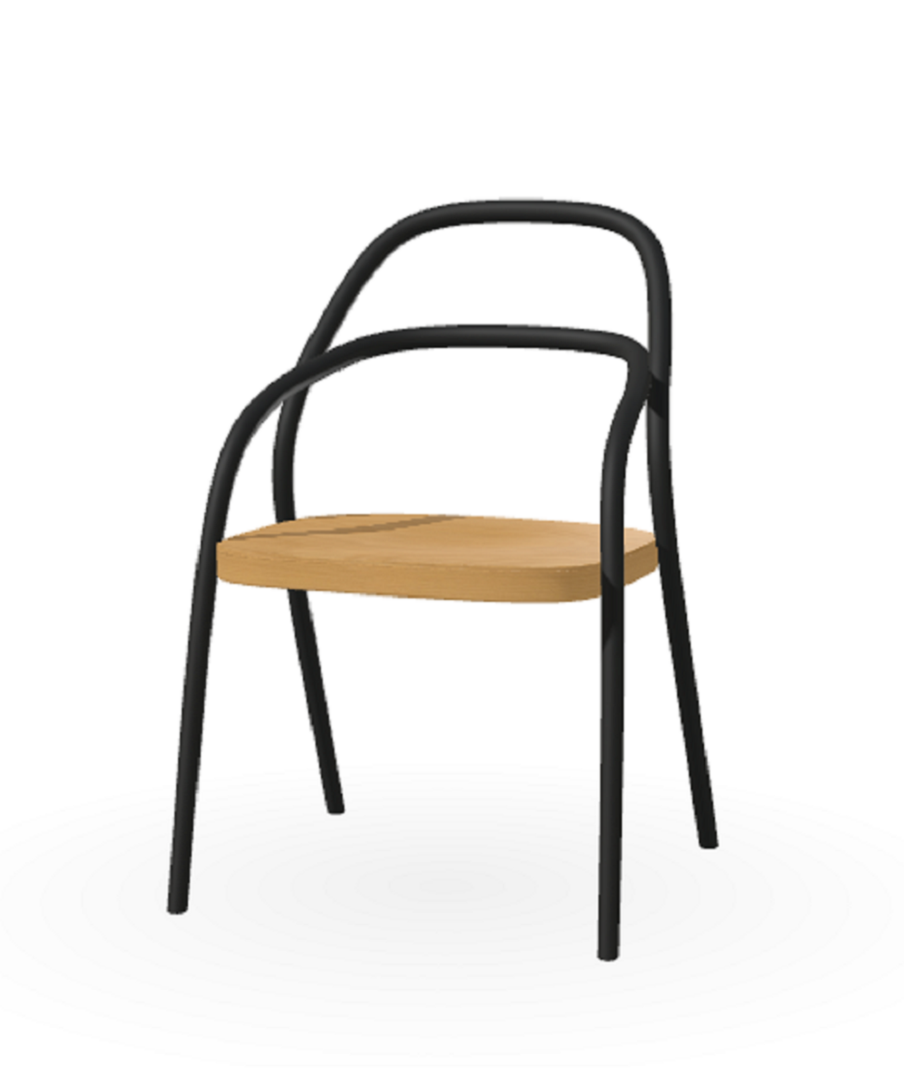 Ton Stuhl 002-B123 black grain-B116 honey