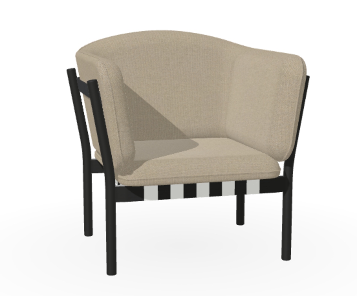 Ton Lounge Sessel Dowel - Black Grain (B123) - Fargo 927 - Grain Negro 90 - Grey