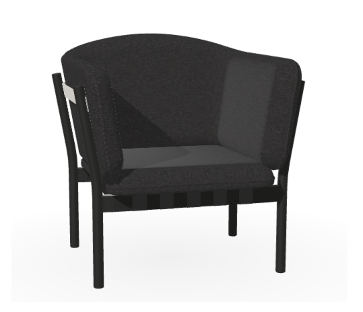 Ton Lounge Sessel Dowel - Black Grain (B123) - Fargo 990 - Grain Gris 01 - Black