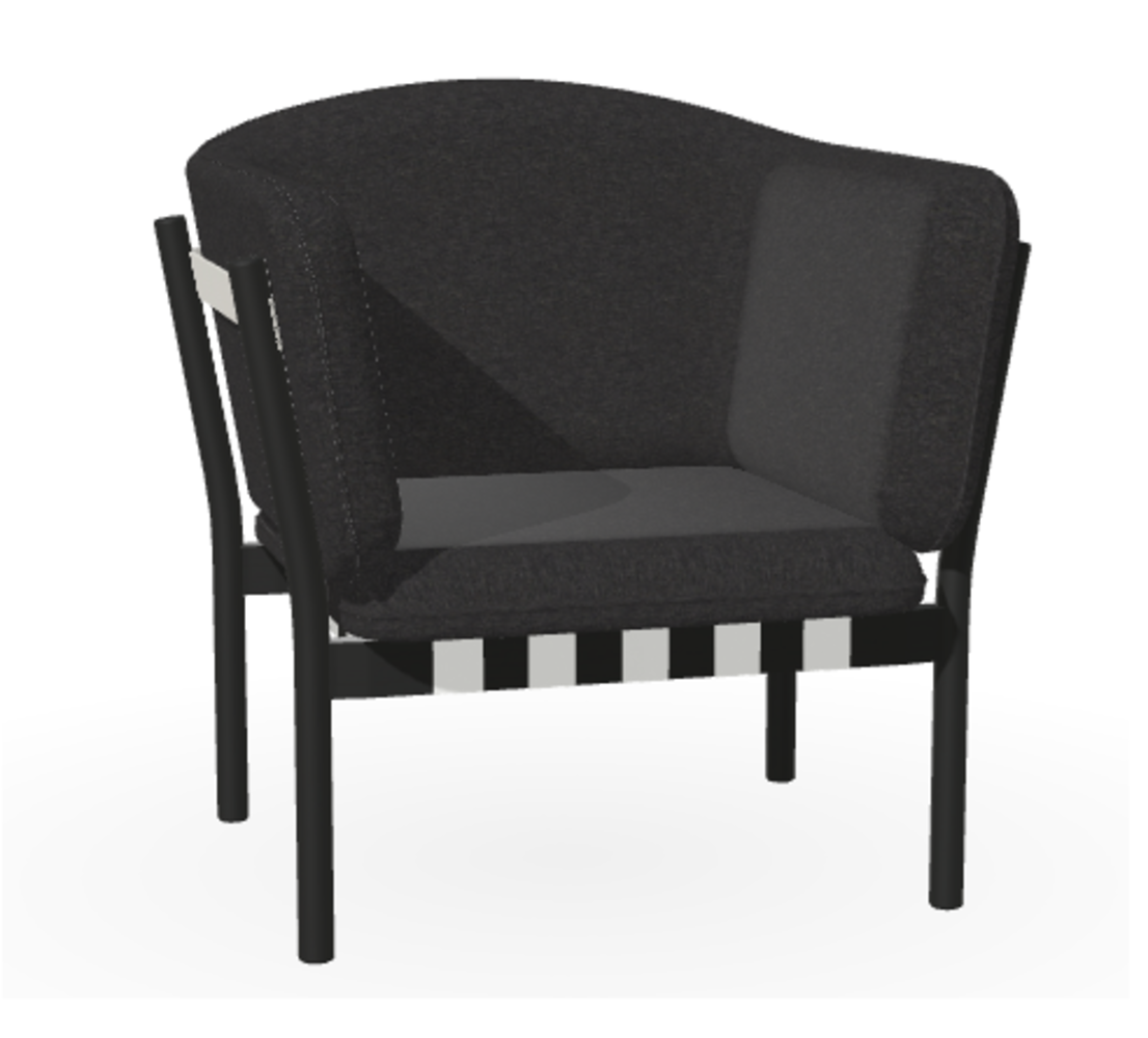 Ton Lounge Sessel Dowel - Black Grain (B123) - Fargo 990 - Grain Gris 01 - Grey