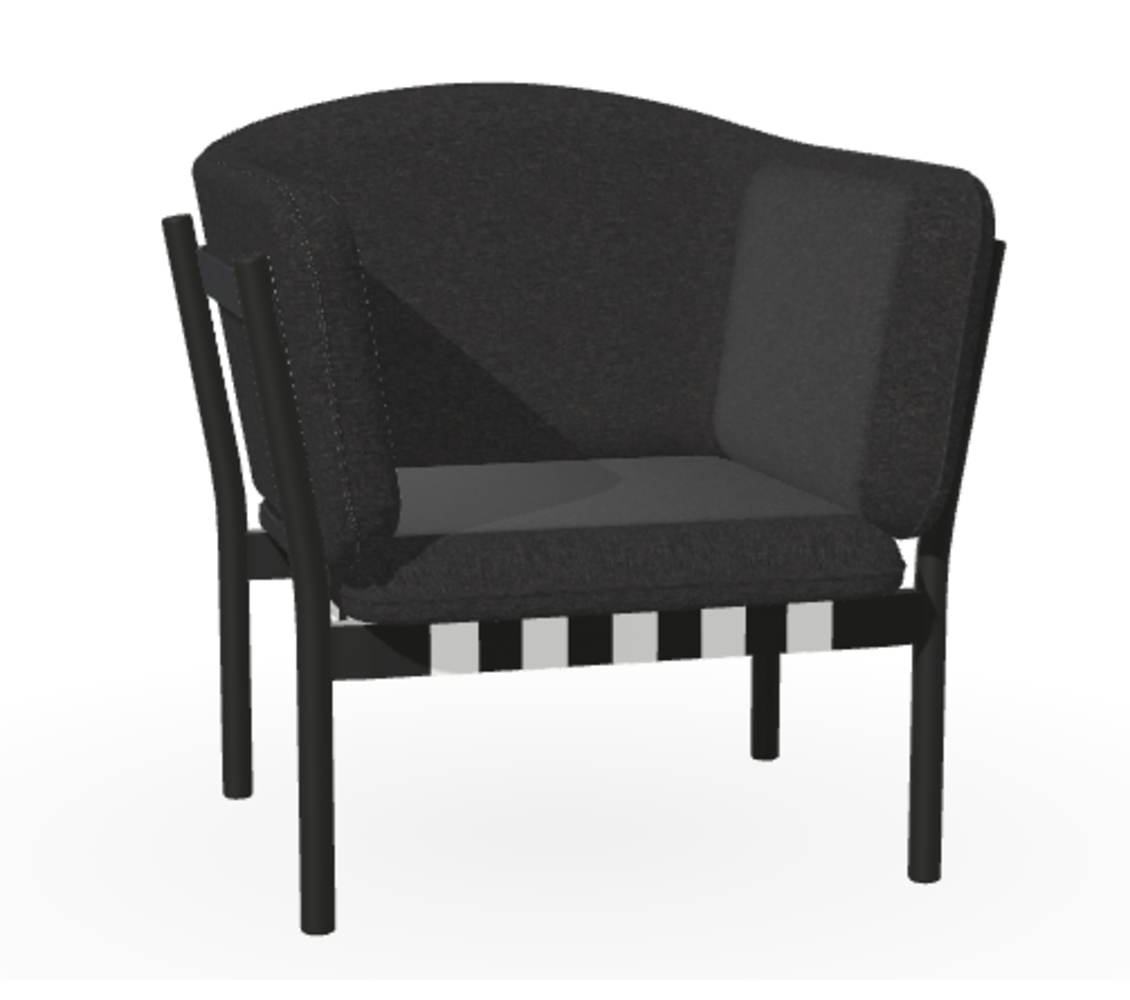 Ton Lounge Sessel Dowel - Black Grain (B123) - Fargo 990 - Grain Negro 90 - Grey