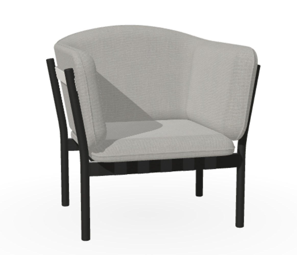 Ton Lounge Sessel Dowel - Black Grain (B123) - Jim 828 - Grain Gris 01 - Black