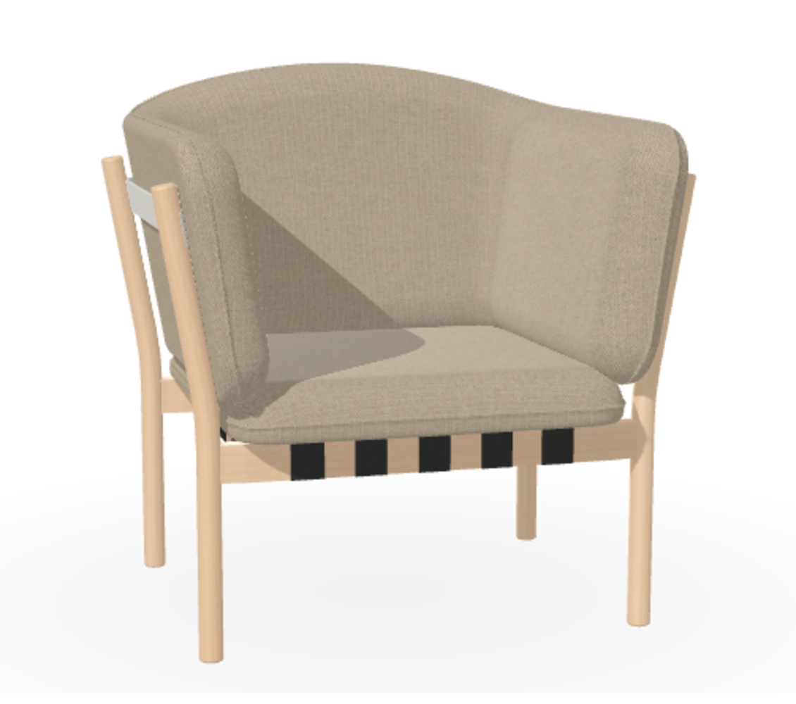 Ton Lounge Sessel Dowel - Natural - Fargo 927 - Grain Gris 01 - Black