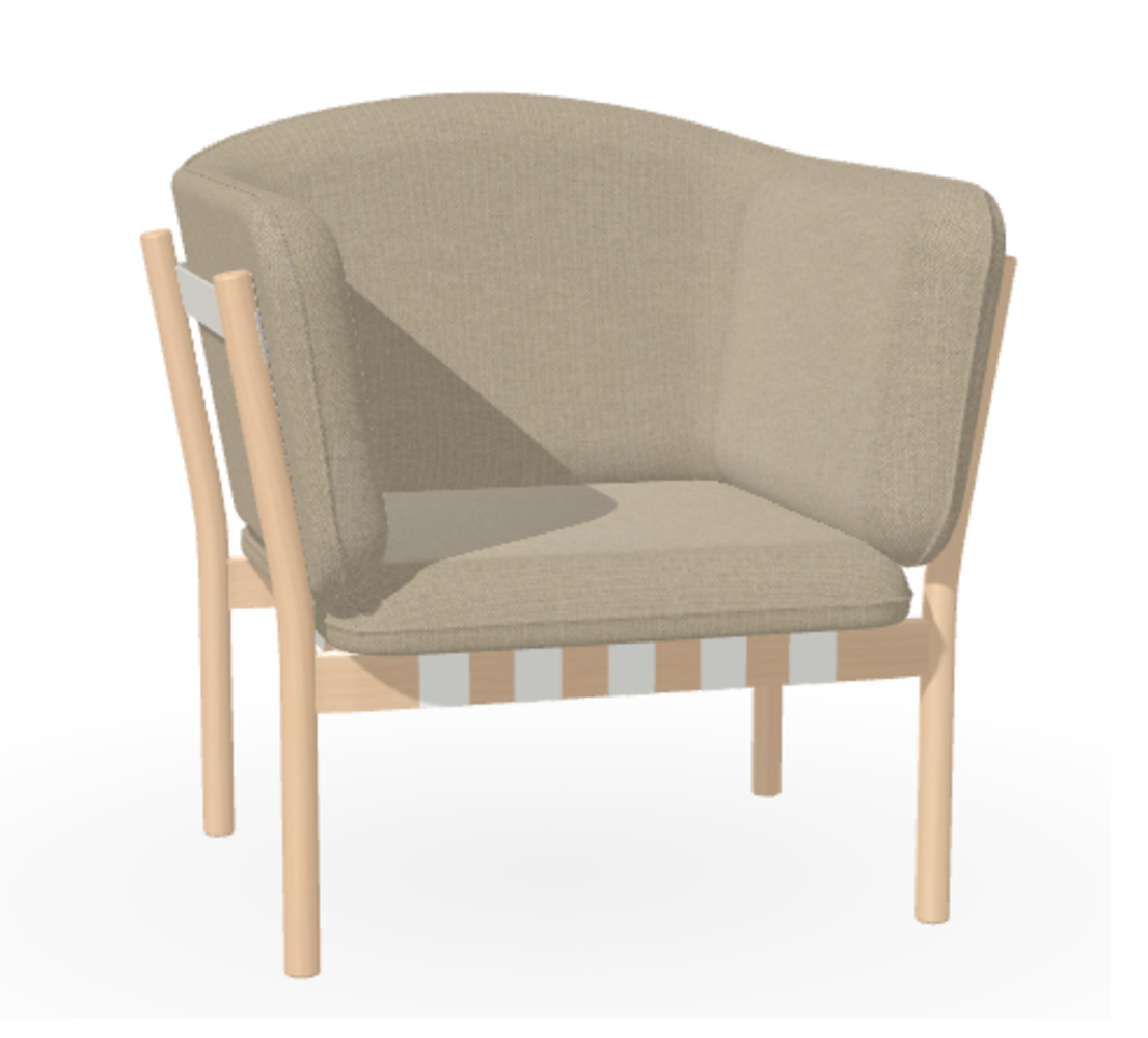 Ton Lounge Sessel Dowel - Natural - Fargo 927 - Grain Gris 01 - Grey