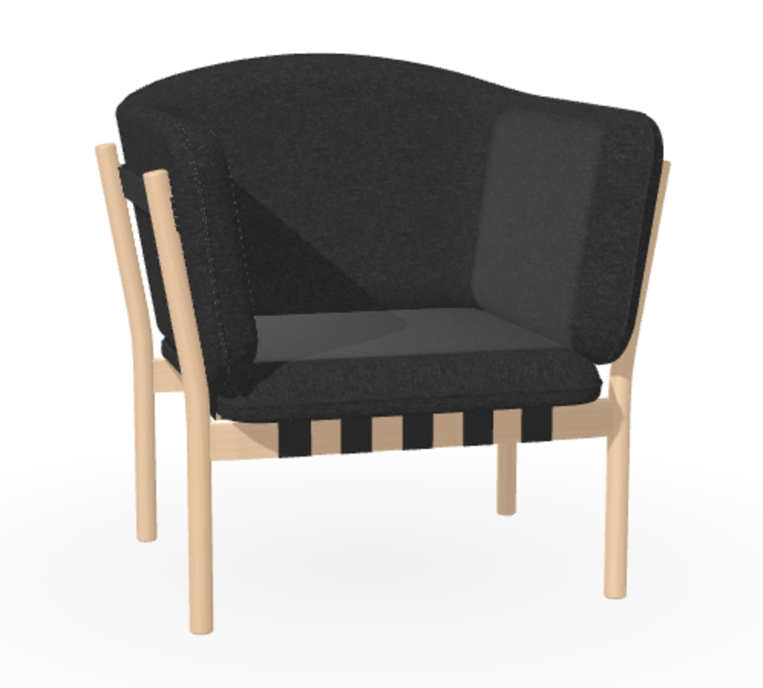 Ton Lounge Sessel Dowel - Natural - Fargo 990 - Grain Negro 90 - Black