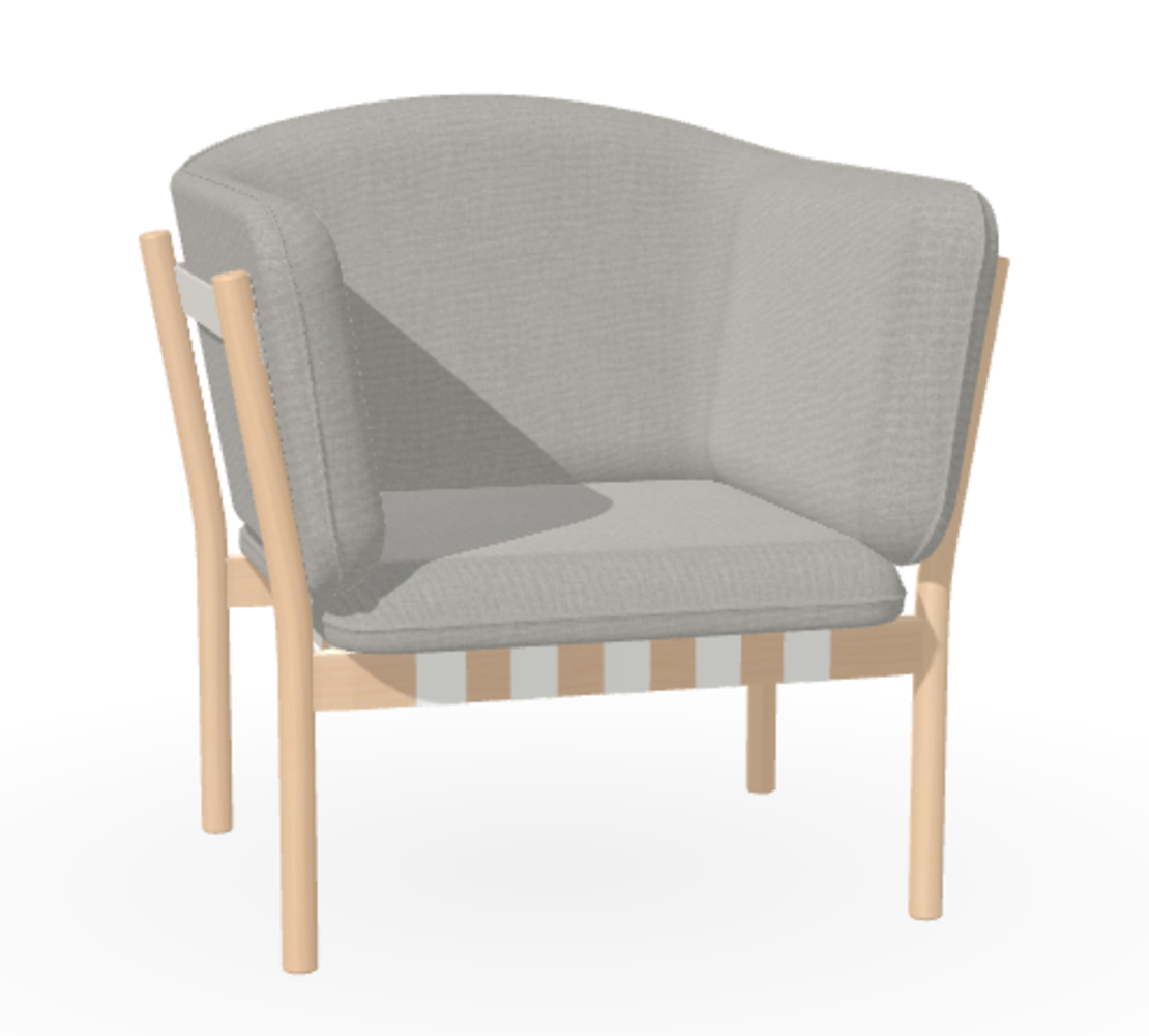 Ton Lounge Sessel Dowel - Natural - Jim 828 - Grain Gris 01 - Grey