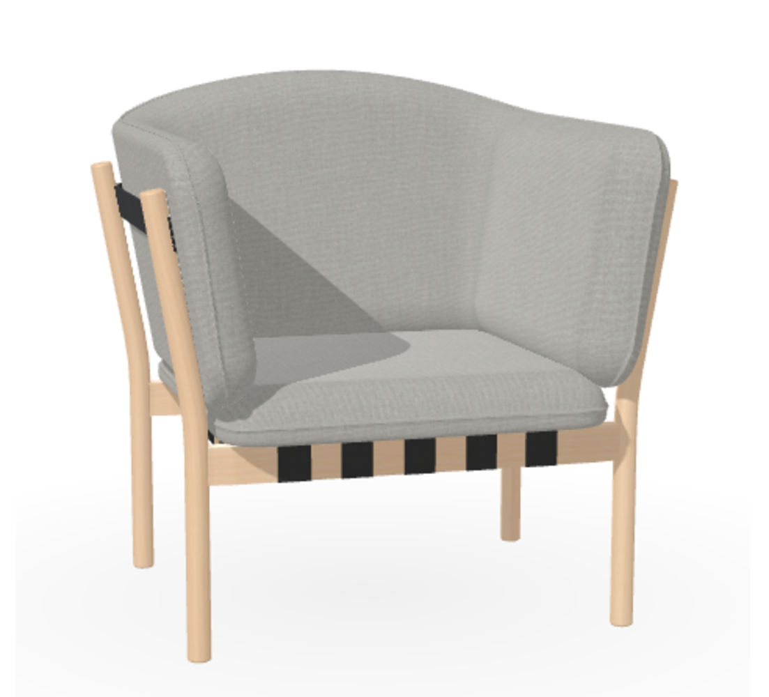Ton Lounge Sessel Dowel - Natural - Jim 828 - Grain Negro 90 - Black