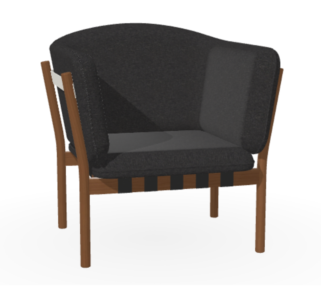 Ton Lounge Sessel Dowel - Nougat (B114) - Fargo 990 - Grain Gris 01 - Black