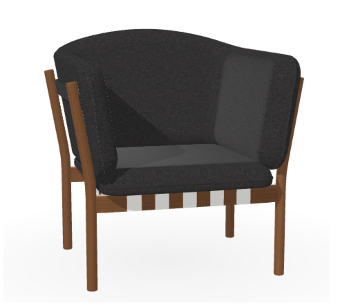 Ton Lounge Sessel Dowel - Nougat (B114) - Fargo 990 - Grain Negro 90 - Grey