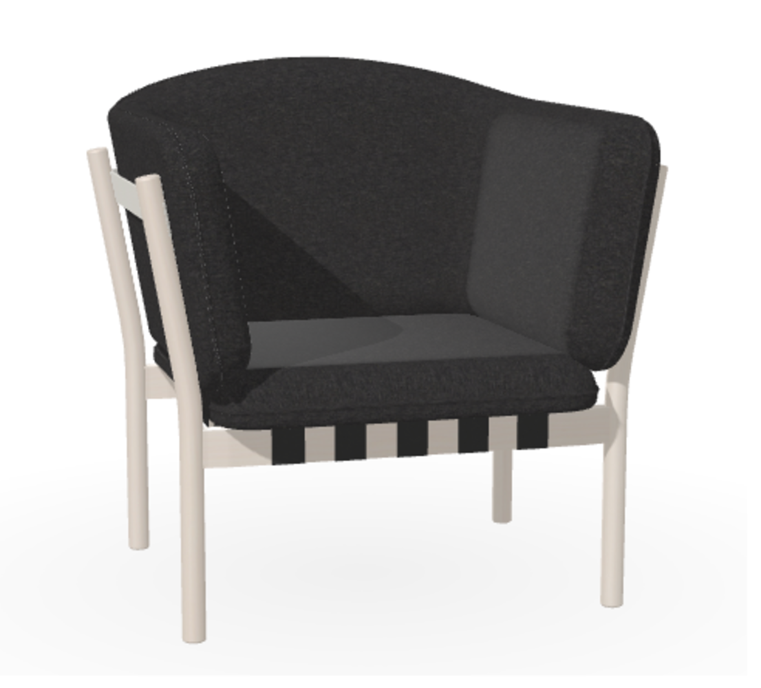 Ton Lounge Sessel Dowel - B276 White Powder - Fargo 990 - Grain Gris 01 - Black
