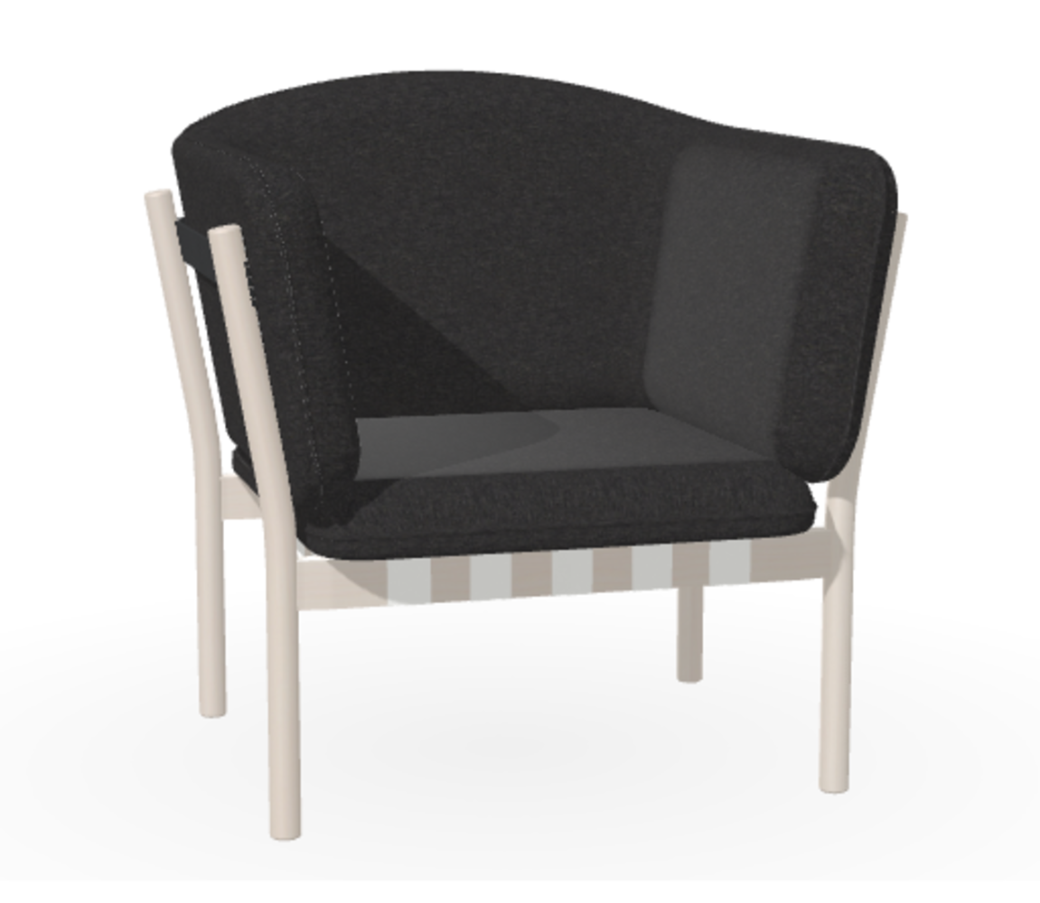 Ton Lounge Sessel Dowel - B276 White Powder - Fargo 990 - Grain Negro 90 - Grey