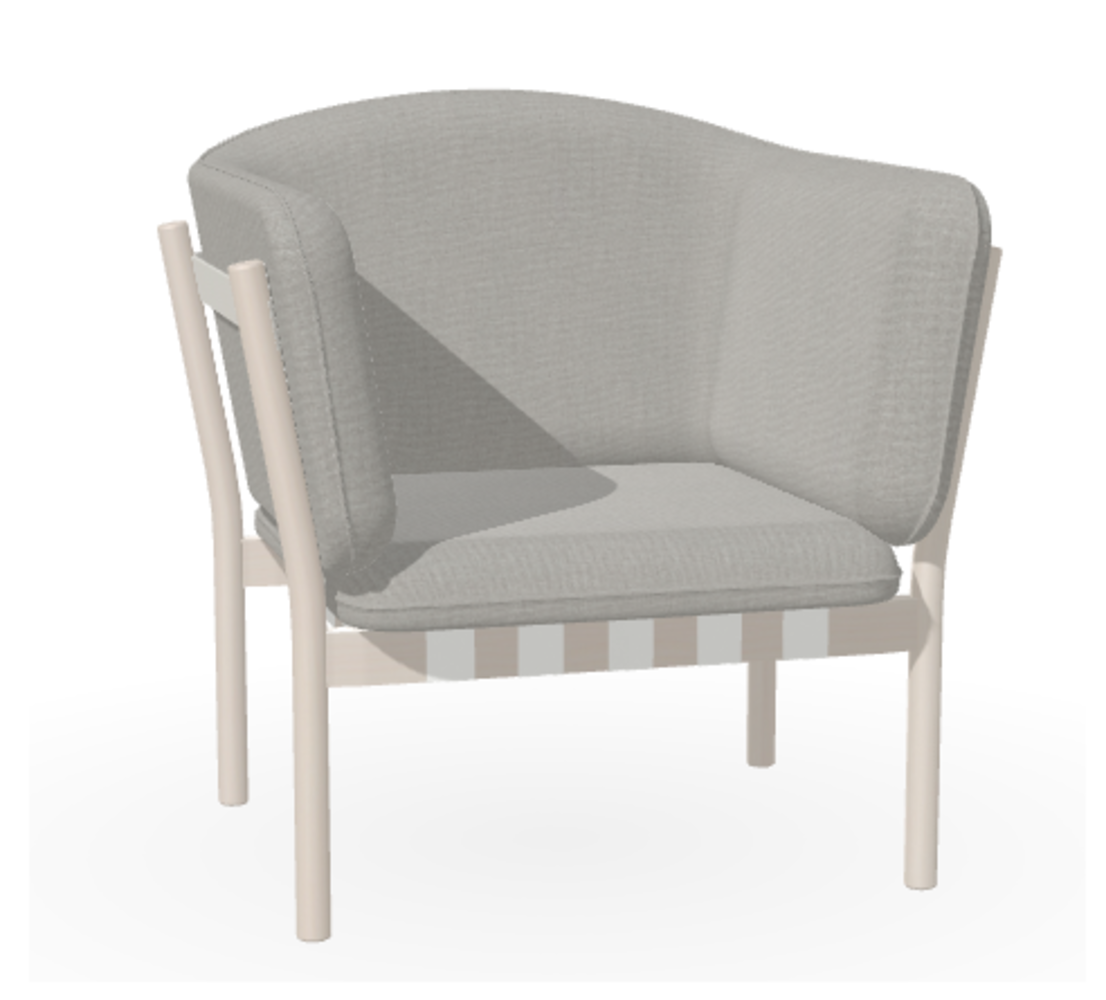 Ton Lounge Sessel Dowel - B276 White Powder - Jim 828 - Grain Gris 01 - Grey
