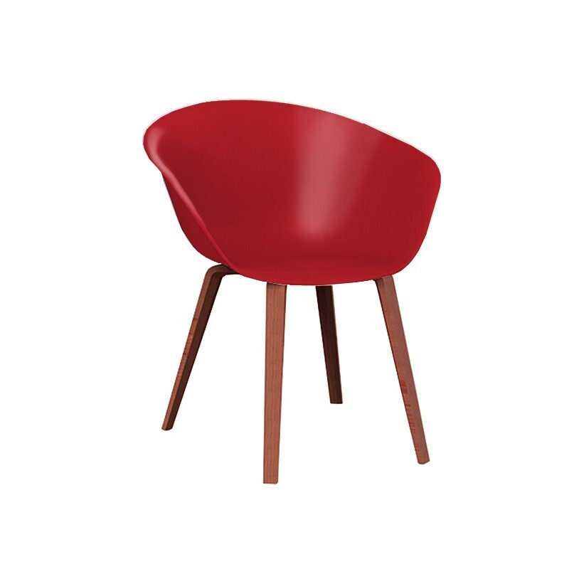 Arper Duna 02 Gestell Teak Armlehnstuhl - Weinrot