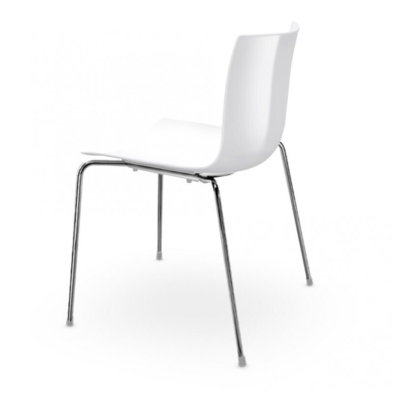 Arper Catifa 46 0251 Einfarbig Stuhl-Weiß PO101 / Gestell Chrome - CRO