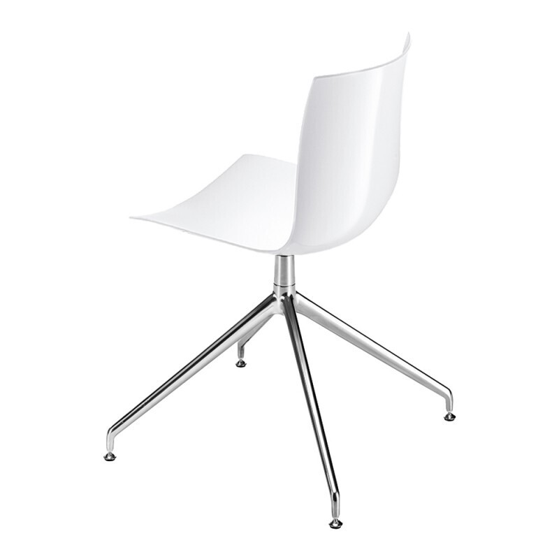 Arper Catifa 46 0368 Drehfussgestell Stuhl - Weiss PO101 / Gestell Verchromt / Ohne Armlehnen