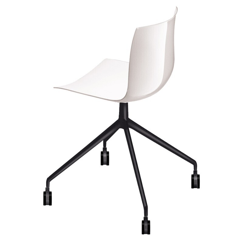 Arper Catifa 46 0369 Drehgestell mit Rollen Stuhl - Weiß PO101 / Gestell Verchromt