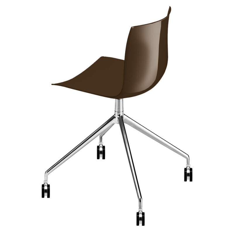 Arper Catifa 46 0369 Drehgestell mit Rollen Stuhl - Dunkelbraun PO104