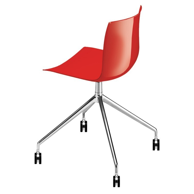 Arper Catifa 46 0369 Drehgestell mit Rollen Stuhl - Rot PO105