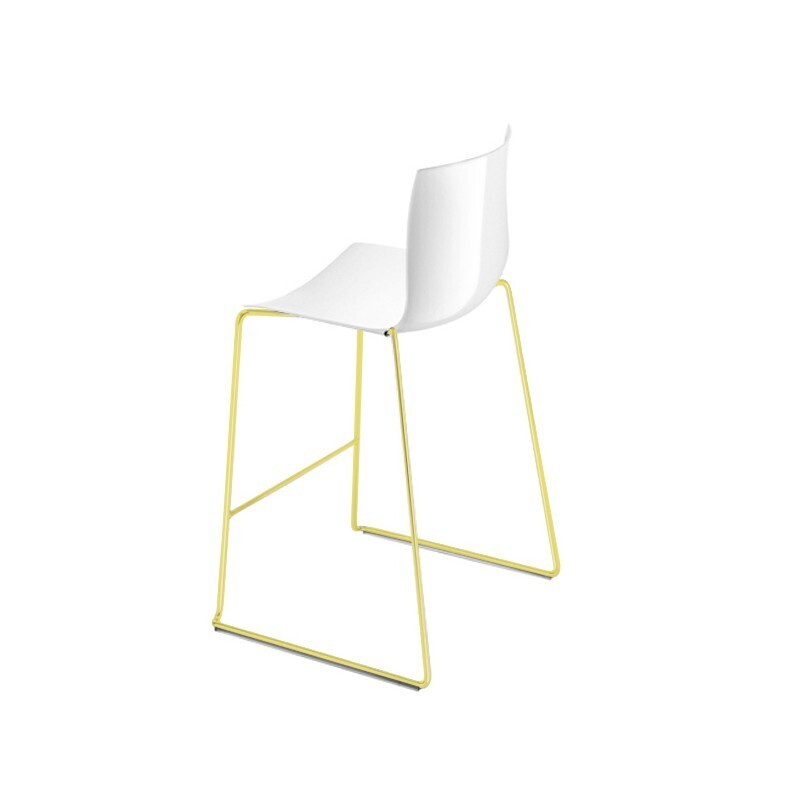 Arper Catifa 46 0471 Einfarbig Barhocker 76 cm - Weiß PO101 / Gestell Gelb Lackiert
