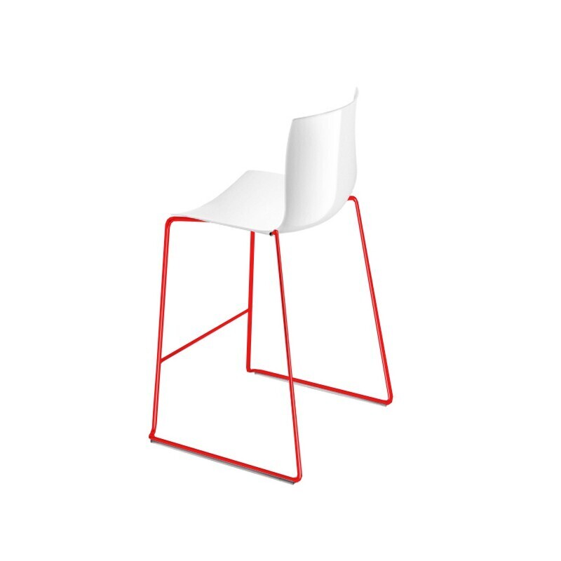 Arper Catifa 46 0471 Einfarbig Barhocker 76 cm - Weiß PO101 / Gestell Rot Lackiert