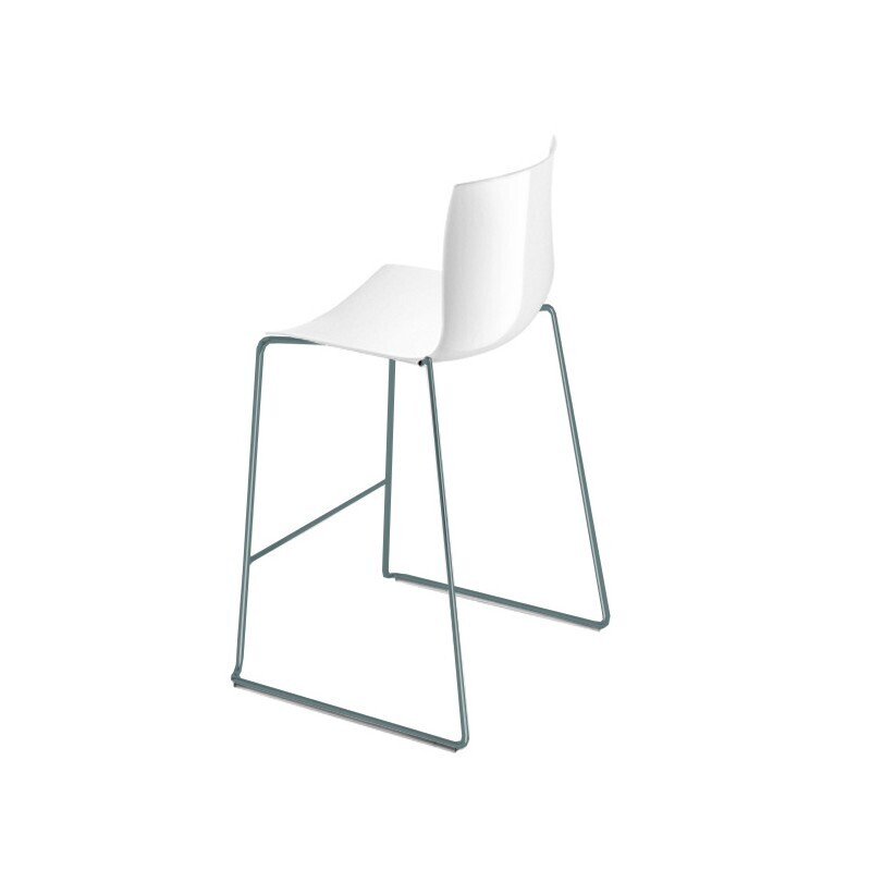 Arper Catifa 46 0471 Einfarbig Barhocker 76 cm - Weiß PO101 / Gestell Petrol Lackiert