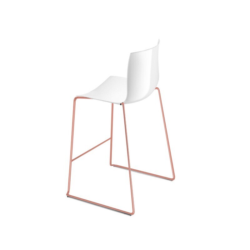 Arper Catifa 46 0471 Einfarbig Barhocker 76 cm - Weiß PO101 / Gestell Pink Lackiert