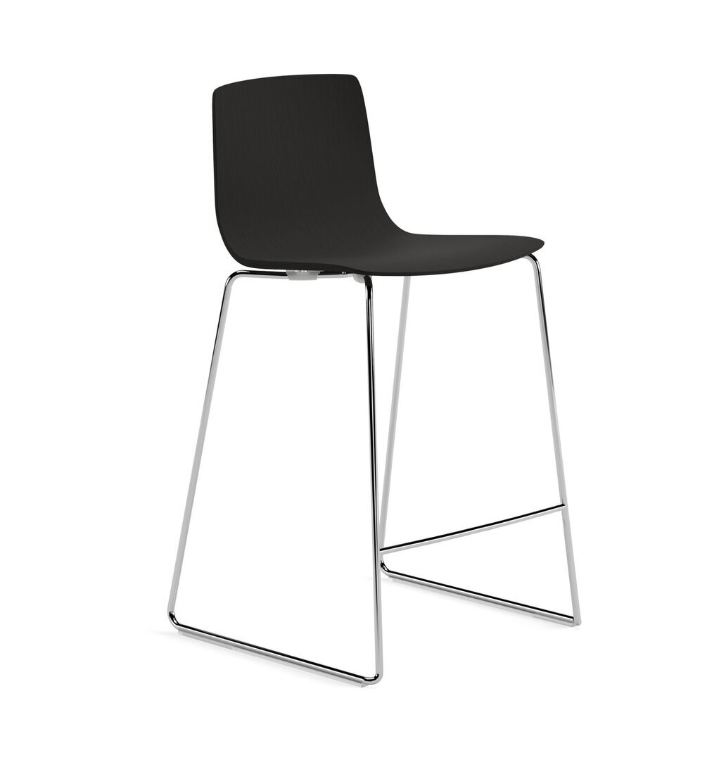 Arper Aava 02 - 7628 - Thekenhocker - Chrom - L0006 - Schwarz