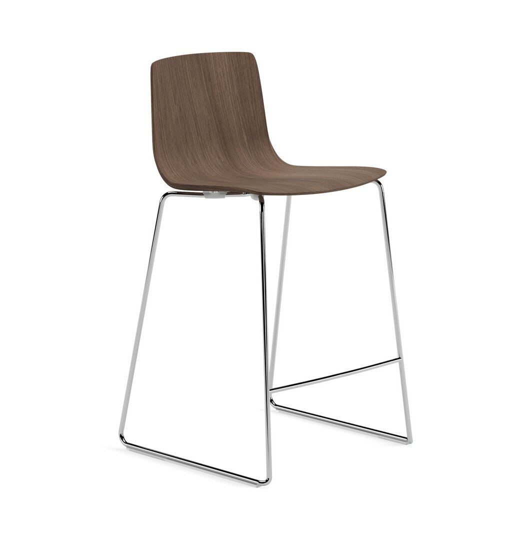 Arper Aava 02 - 7628 - Thekenhocker - Chrom - L0028 - Nussbaum