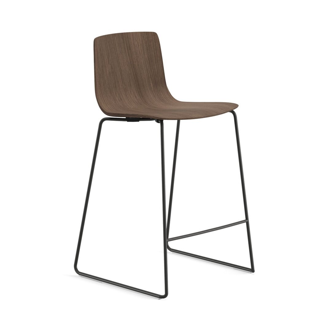 Arper Aava 02 - 7628 - Thekenhocker - V25 Schwarz matt  - L0028 - Nussbaum