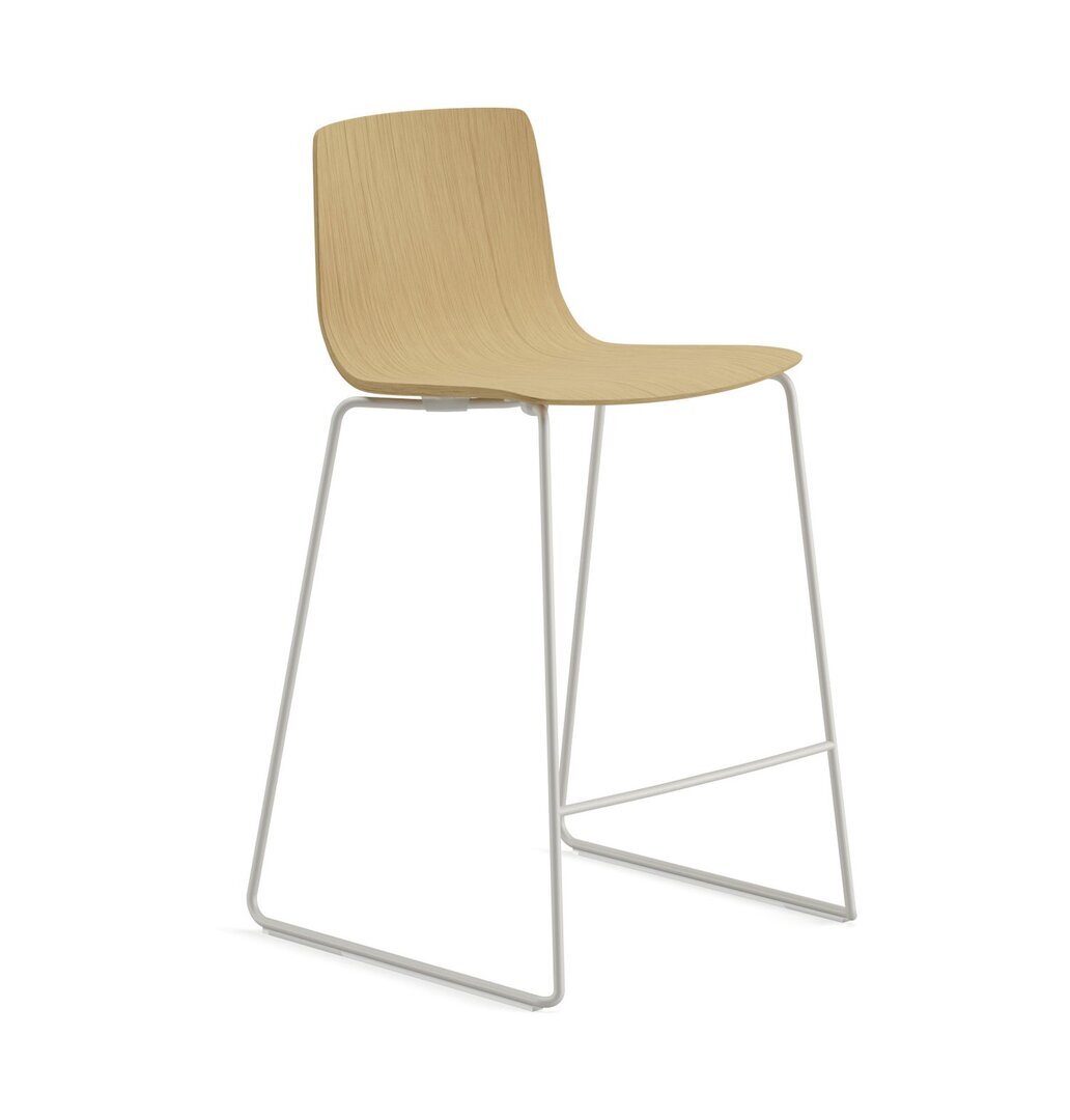 Arper Aava 02 - 7628 - Thekenhocker - V 68 Weiß matt - L0022 - Eiche Natur