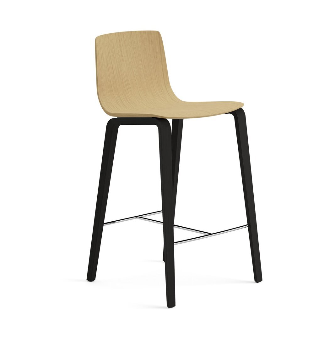 Arper Aava 02 - 7630 - Thekenhocker - L0006 - Schwarz - L0022 - Eiche Natur