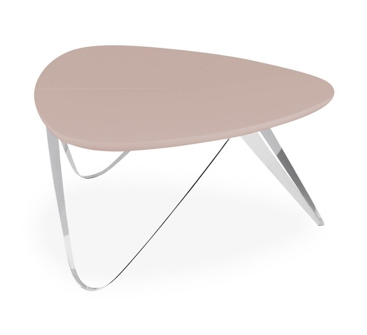 Joval Couchtisch Plektron \ Lack Pastellrosa Edelstahl